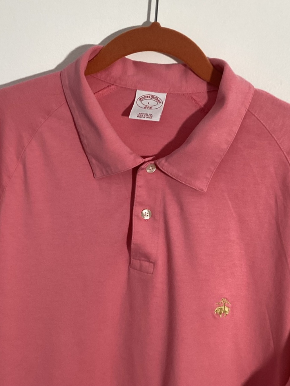 BROOKS BROTHERS 346 LARGE ORIGINAL FIT SALMON PINK POLO SHIRT SHORT SLEEVE - Picture 2 of 8